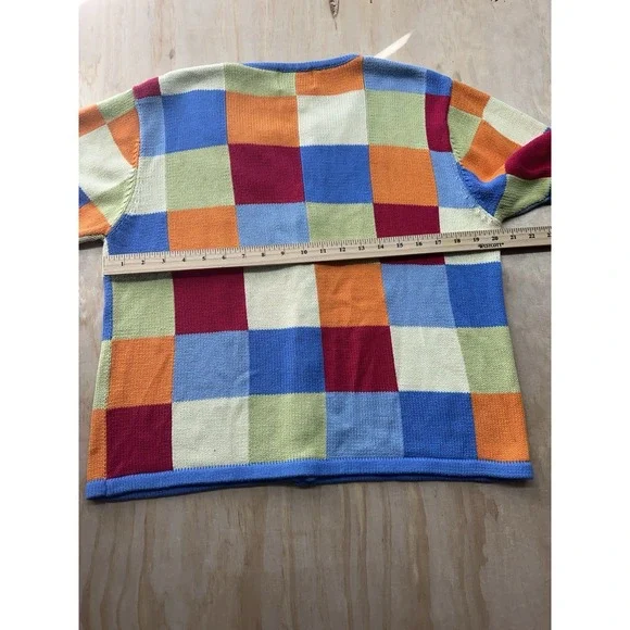 Christopher & Banks Patchwork Color Block Sweater Sz L Cardigan 90's Y2K Vintage - Picture 6 of 6